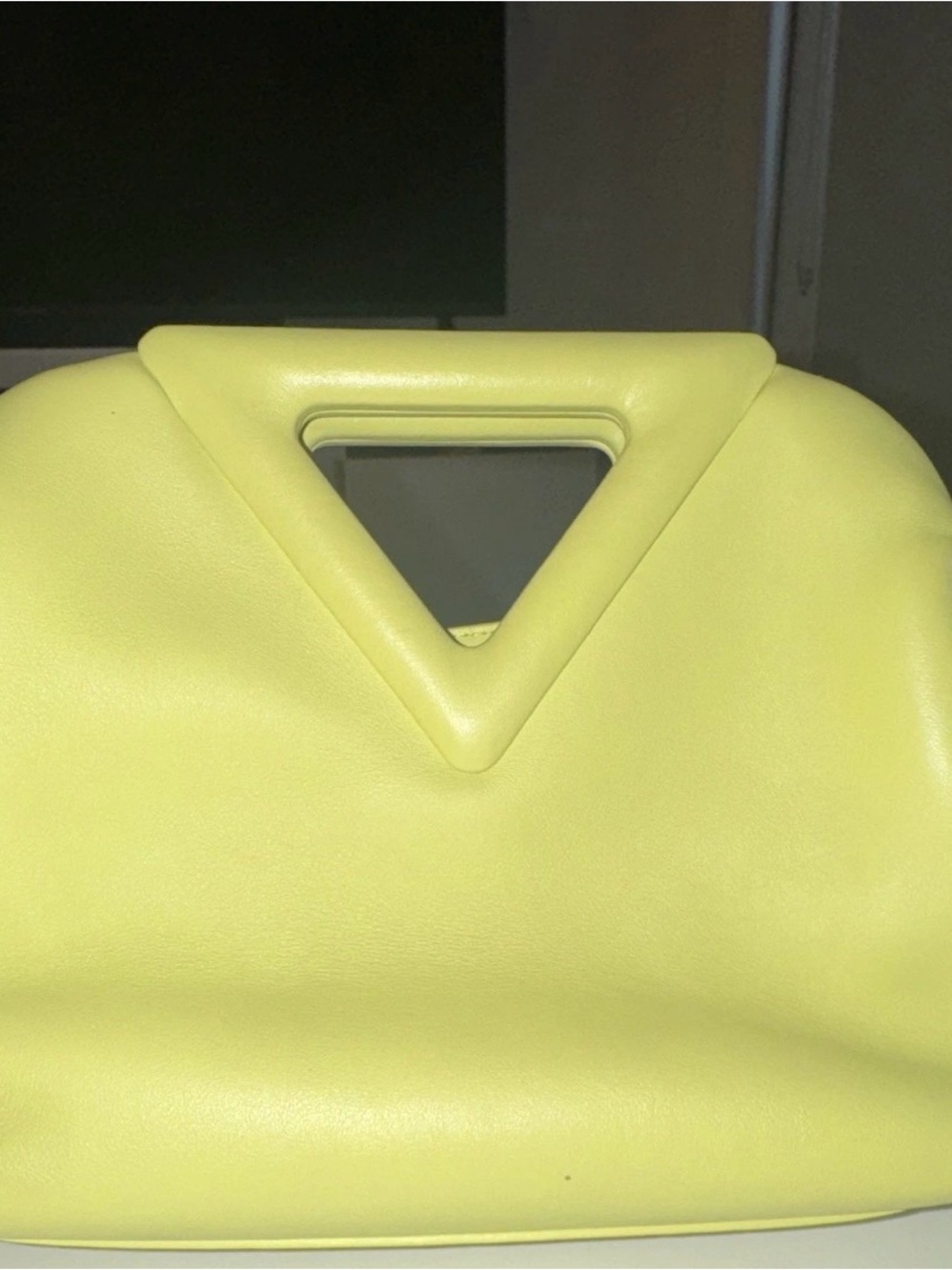 Bottega Veneta Lemon Yellow Triangle-Handle Clutch